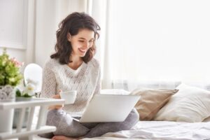 woman using laptop